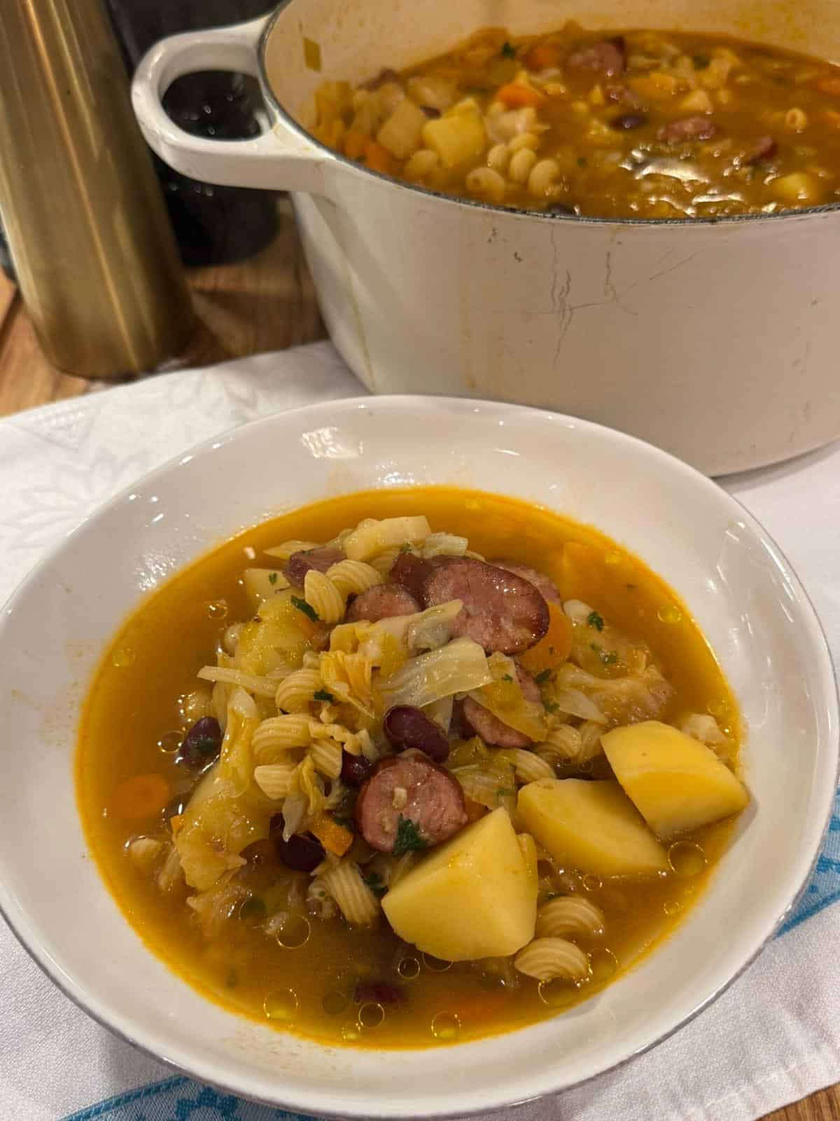 A bowl of sopa a Portuguesa. 