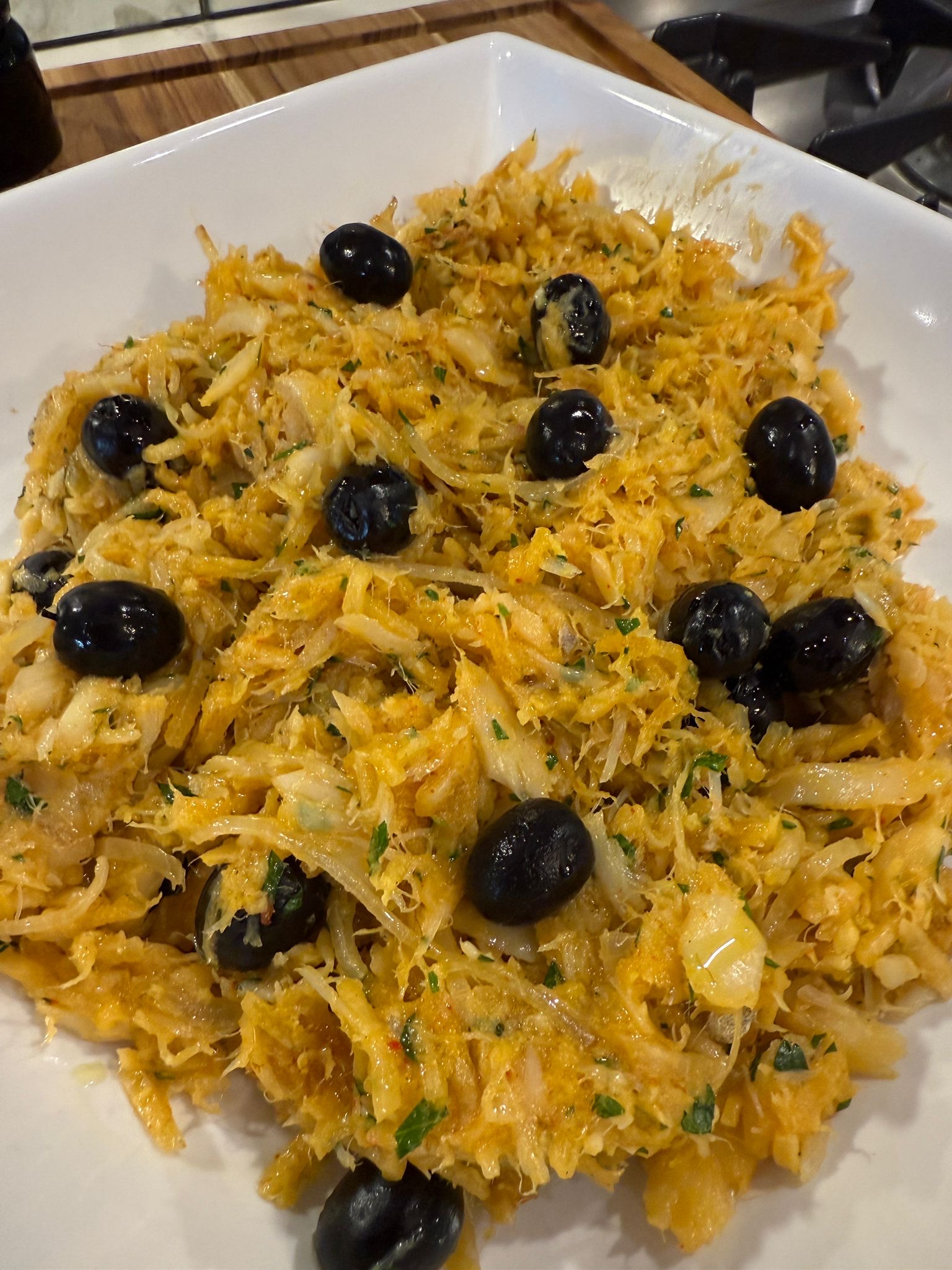 Bacalhau à Brás in a bowl. 